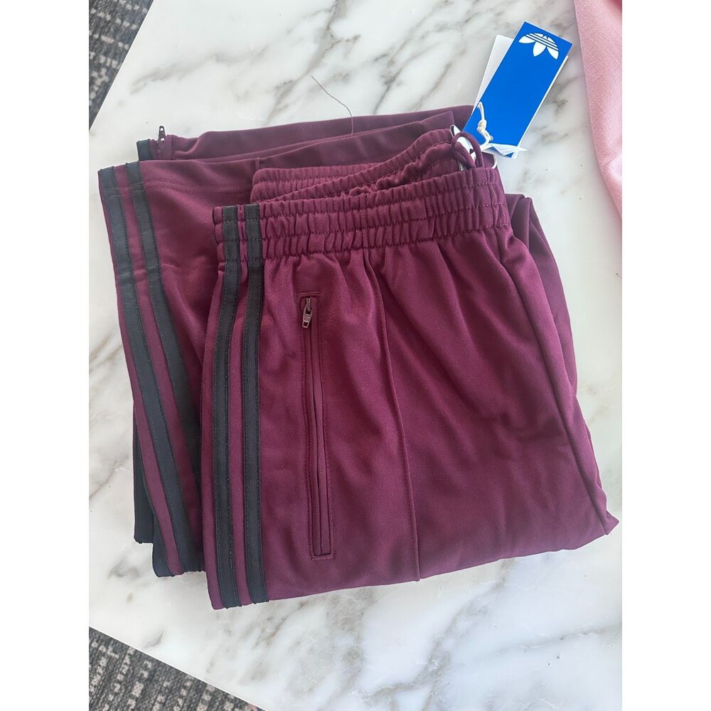 NWT - Adidas Originals Women's Firebird Loose Track Pants Maroon Black - Small